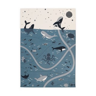 Sinine-kreem laste mänguvaip 123x180 cm Little Deep Blue - Nattiot
