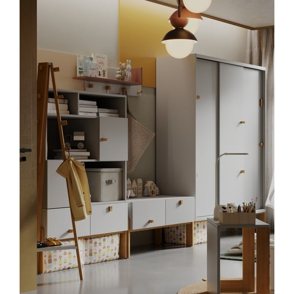 Helehall laste riidekapp 154x195 cm Cube - Pinio-image-1