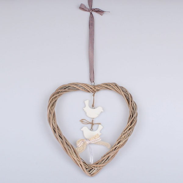Závěsná dekorace srdce s ptáčky Dakls, výška 29 cm