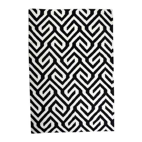 Vlněný koberec Geometry Modern Black & White, 160x230 cm