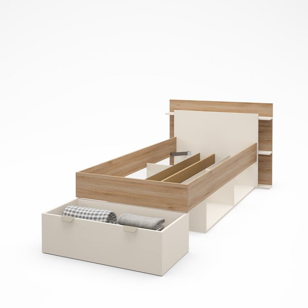 Valge tammespoonist üheinimesevoodi ilma voodipõhjata 90x200 cm Albo - Marckeric-image-4