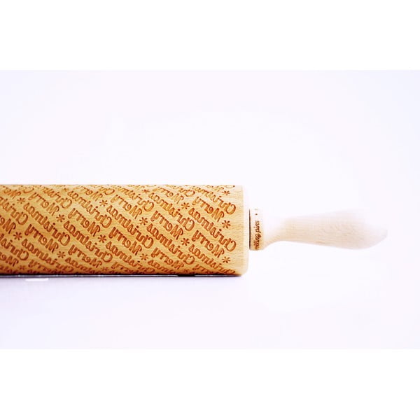 Puidust jõulukujuline reljeefne tainarull koos Merry Christmas - Valek-image-1