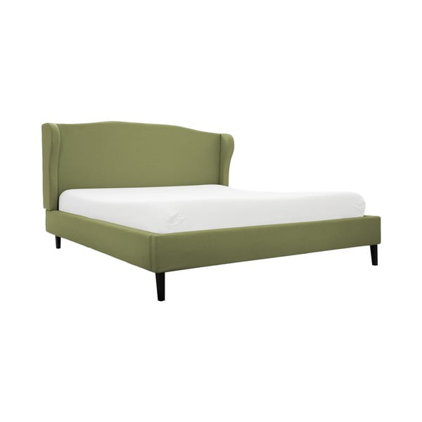 Zelená postel s černými nohami Vivonita Windsor, 160 x 200 cm