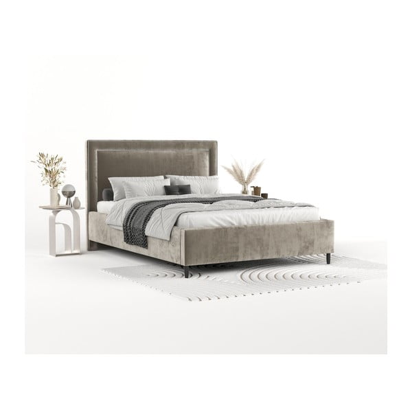 Beež polsterdatud kaheinimesevoodi koos voodipõhja ja panipaigaga 180x200cmBaleine - Maison de Rêve-image-1