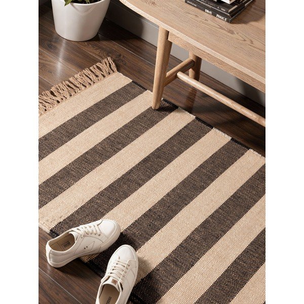 Must/kreemikas käsitsi kootud džuudist jooksja 80x200 cm Playa - Hanse Home-image-1