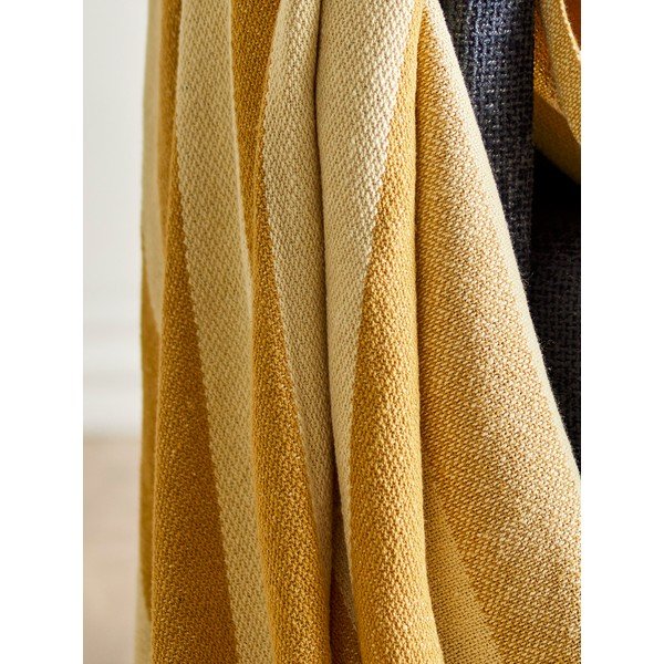 Kollane taaskasutatud puuvillast tekk 130x160 cm Frello - Bloomingville-image-3