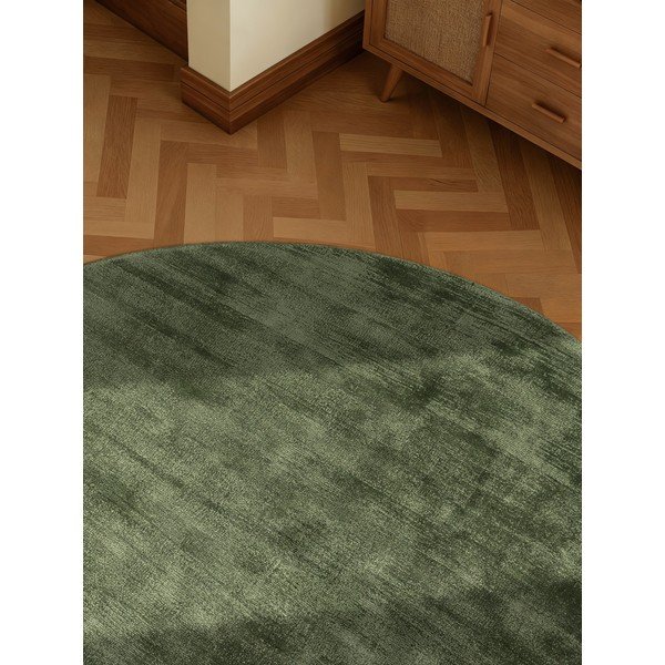 Roheline käsitsi kootud ümmargune viskoosvaip ø 150 cm Noemi - Vikosa-image-3