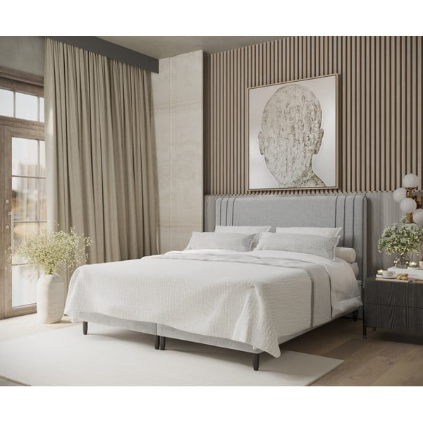 Hall polsterdatud kaheinimese voodi koos panipaigaga 140x200 cm Musca - Maison de Rêve-image-1