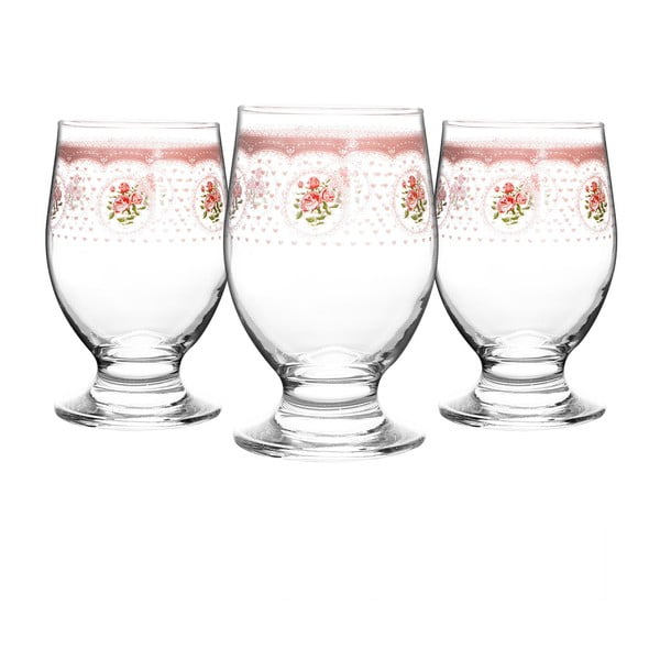 Sada 3 růžových sklenic Duru