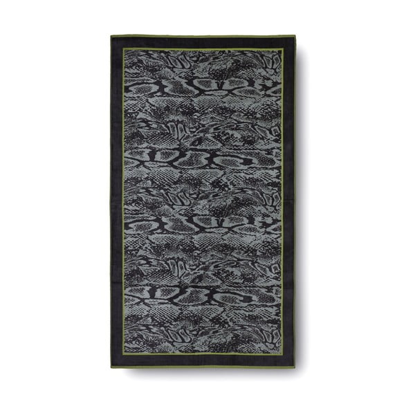 Zeleno-černá bavlněná osuška Casa Di Bassi Serpent, 100x180 cm