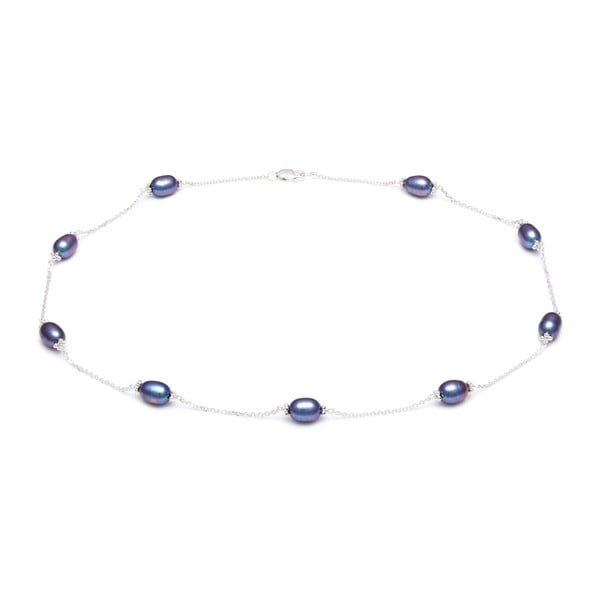 Stříbrný náhrdelník s modrými perlami GemSeller Jasmine