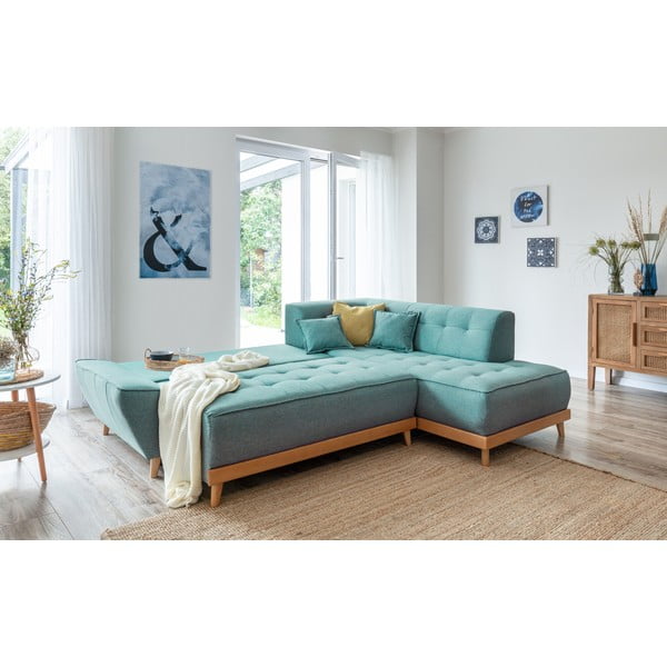 Türkiissinine nurgadiivanvoodi (parem nurk) Dazzling Daisy - Miuform-image-4