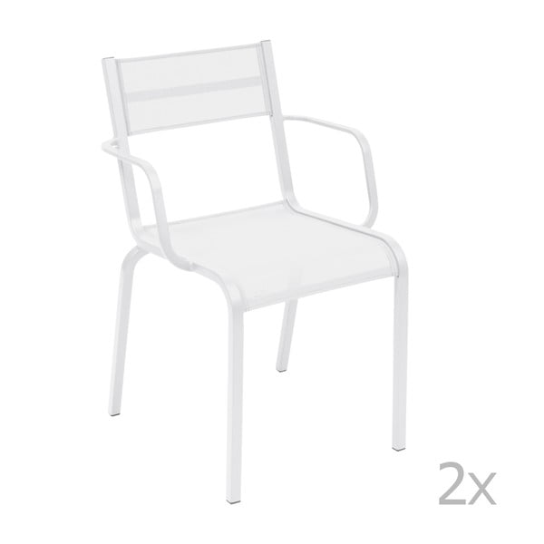 Sada 2 bílých kovových zahradních židlí Fermob Oléron Arms