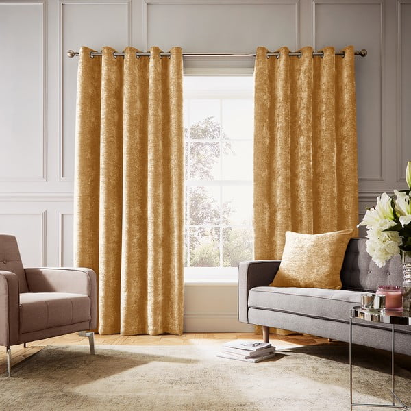 Kollased šenill-kangast termokardinad 2tk komplektis 168x183 cm Selene Luxury Chenille - Hyperion-image-4