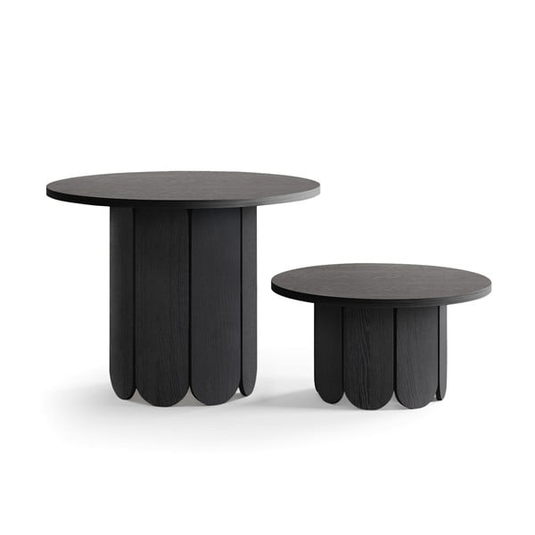 Must ümmargune tammespooniga diivanilaud ø 78 cm Soft - Woodman-image-3