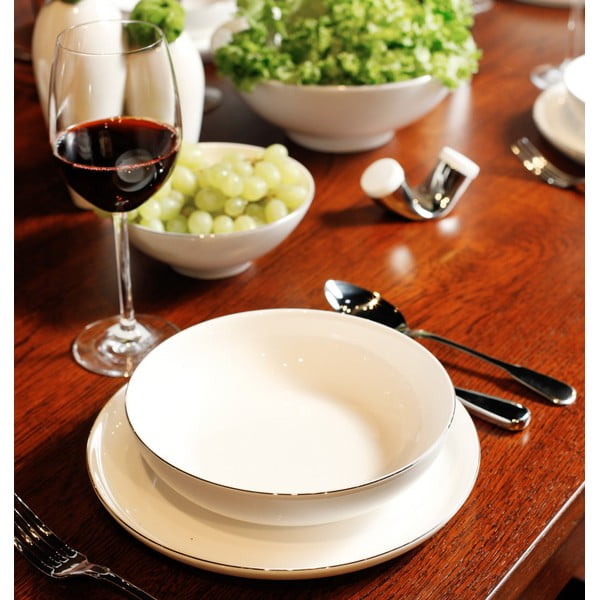 Sada talířů a mís se stříbrným proužkem, 15dílná-image-2