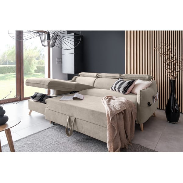 Beež sametist nurgadiivan (vasak nurk) Sweet Harmony - Miuform-image-4