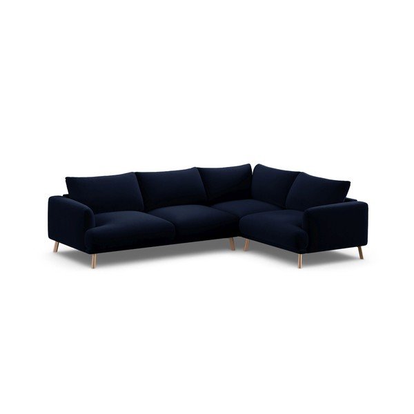 Tumesinine sametist nurgadiivan (parem nurk/L-kujuline) Naomi - Micadoni-image-2