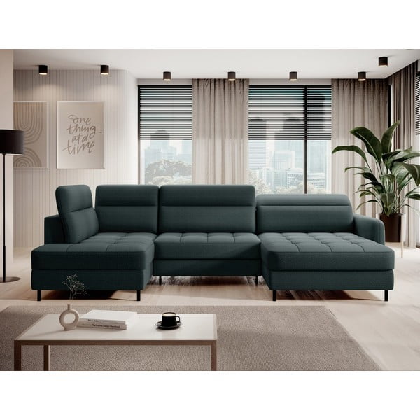 Roheline sametist lahtikäiv/sahtliga nurgadiivan (vasak nurk/U-kujuline) Berrto – ELTAP-image-1