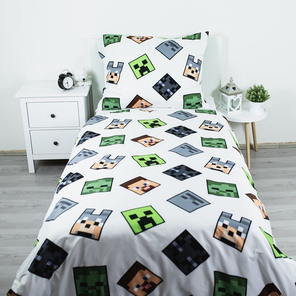 Roheline laste üheinimesevoodipesu mikrokiust 140x200 cm Minecraft Block Stack - Jerry Fabrics-image-2