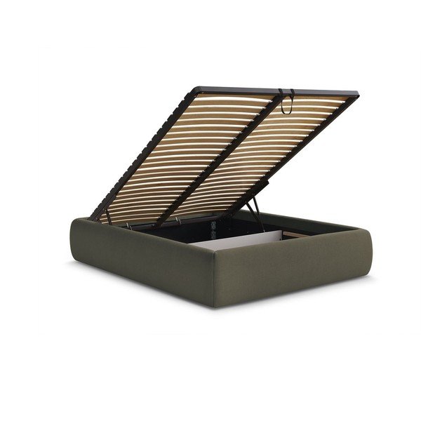 Tumeroheline polsterdatud kaheinimesevoodi koos panipaiga ja voodipõhjaga, ilma peatsita 180x200 cm Inera - Bobochic Paris-image-3