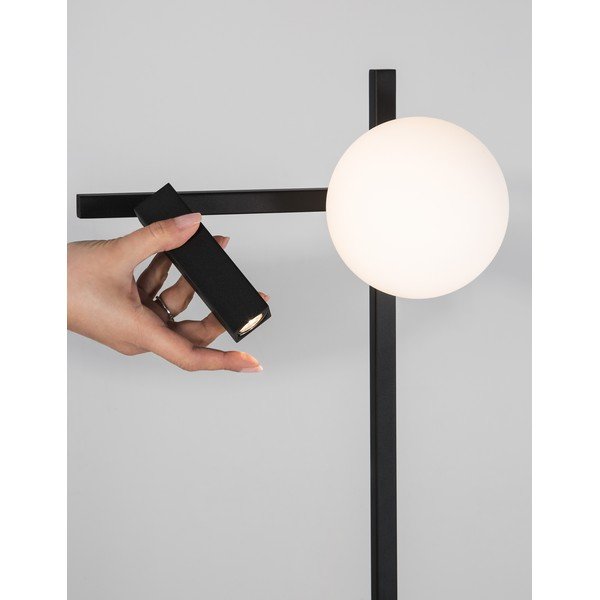 Valge/must metallist LED-põrandalamp painduva konstruktsiooni ja klaasist varjuga (kõrgus 150 cm) Joline - Nova Luce-image-1