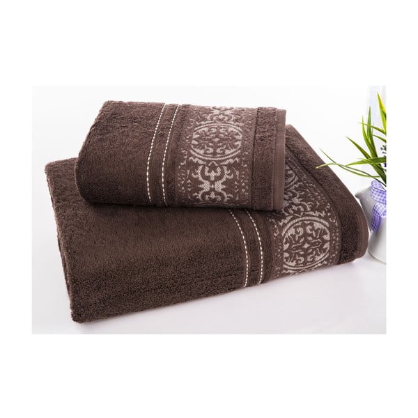 Sada 2 ručníků Ottoman Brown, 50x90 cm a 70x140 cm