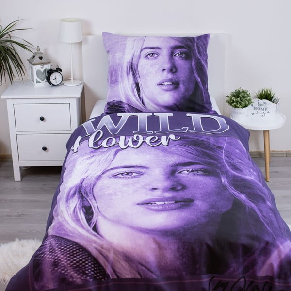 Lilla puuvillane laste üheinimesevoodi voodipesukomplekt 200 × 140 cm Billie Eilish – Jerry Fabrics-image-1