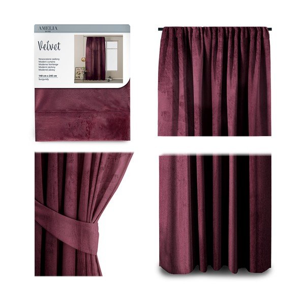 Fialový sametový závěs AmeliaHome Velvety, 245 x 140 cm-image-1