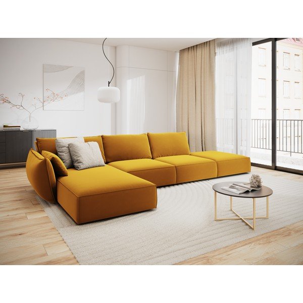 Sinepivärvi sametist nurgadiivan (vasak nurk) Vanda - Mazzini Sofas-image-1