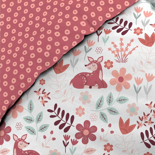 Valge-roosa puuvillane laste voodipesu üheinimesevoodile 140x200 cm Bichette - douceur d'intérieur-image-2