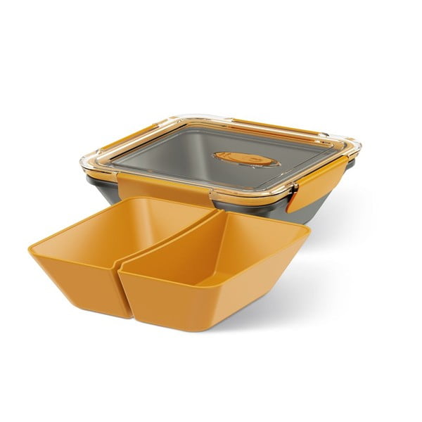 Box na jídlo Rectangular Black/Orange, 0,9 l