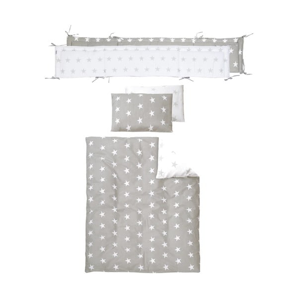 Valge ratastel võrevoodi koos varikatusega 60x120 cm Little stars - Roba-image-3