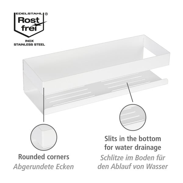 Matt valge turbo-loc roostevabast terasest vannitoa riiul (ilma puurimiseta) Genova - Wenko-image-4