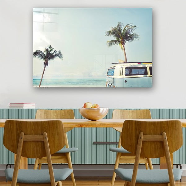 Klaasist maal 100x70 cm Surf Van - Wallity-image-1