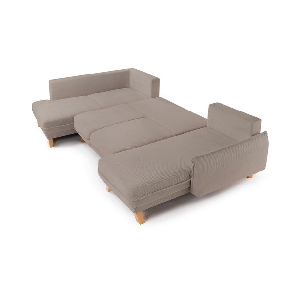 Taupe värvi velvetist diivanvoodi/panipaigaga nurgadiivan (vasak nurk/"U-kujuline") Tori - Bonami Selection-image-2