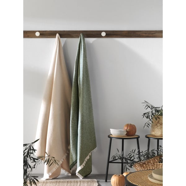 Oranž ruuduline puuvillane kangas , 140 x 180 cm Linen - Euromant-image-2