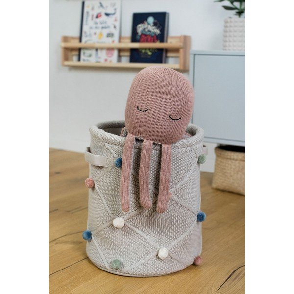 Helepruun tekstiilist laste mänguasjakorv ø 30x35 cm Taupe - Kindsgut-image-3