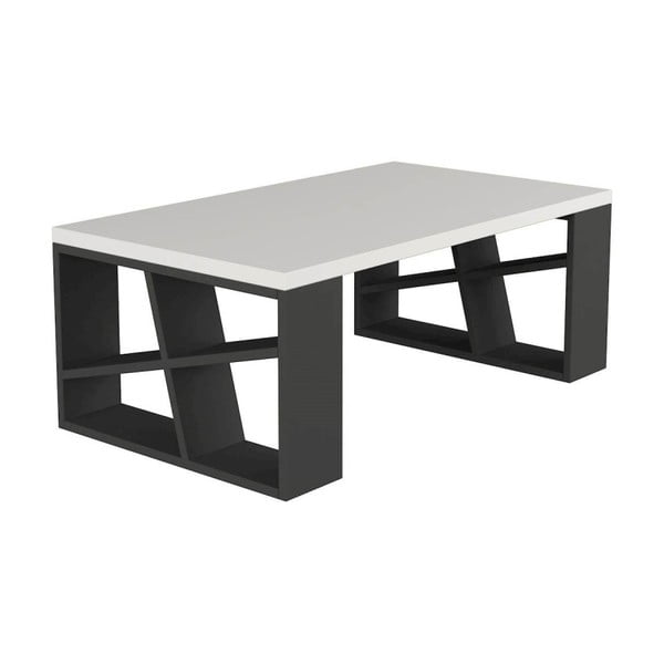 Konferenční stolek s bílou deskou a antracitově šedými nohami Honey