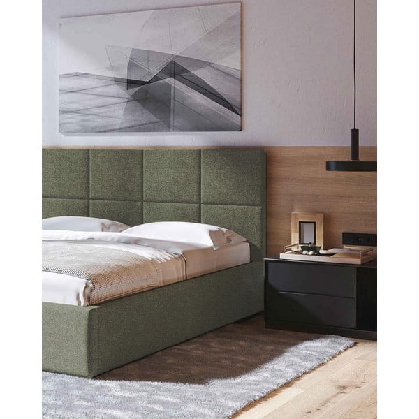 Roheline polsterdatud kaheinimesevoodi koos voodipõhja ja panipaigaga 140x200cm Bufo - MESONICA-image-4