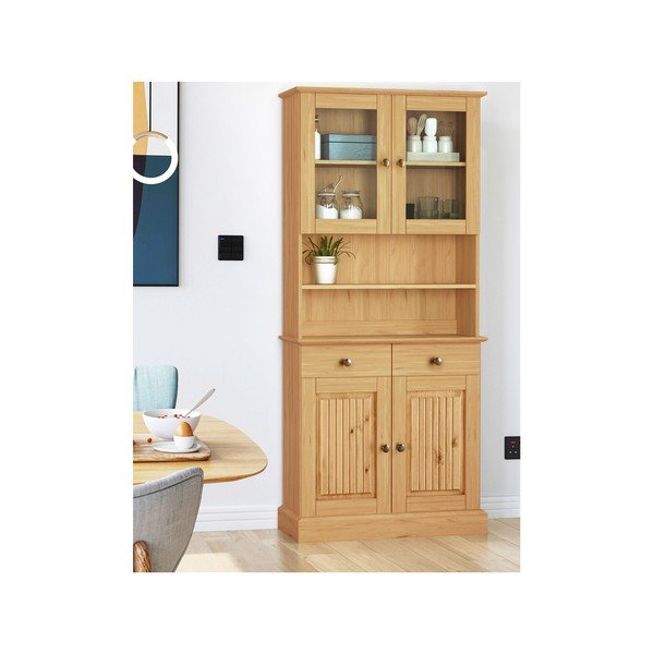 Puiduvärvi männi täispuidust kapp 80x181x34 cm Mille – Støraa-image-1