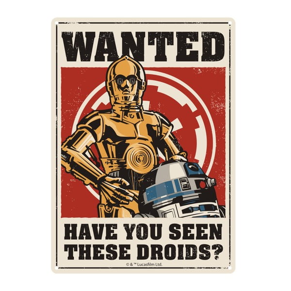 Dekorativní cedule Star Wars™ Droids, 15 x 21 cm
