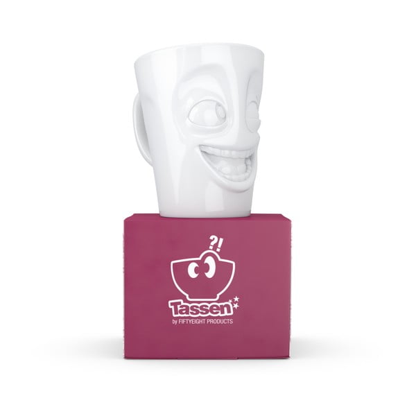 Valge portselanist naeratav käepidemega kruus , maht 350 ml - 58products-image-2