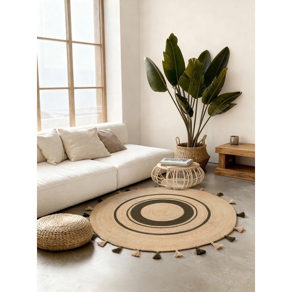 Käsitsi kootud džuudist ümmargune vaip naturaalses värvitoonis ø 150 cm Basil - Hanse Home-image-1