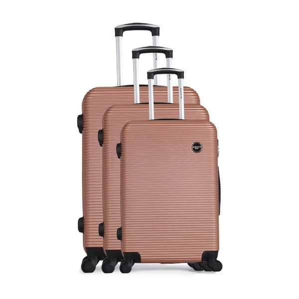 Sada 3 růžových cestovních kufrů na kolečkách Bluestar Vanity
