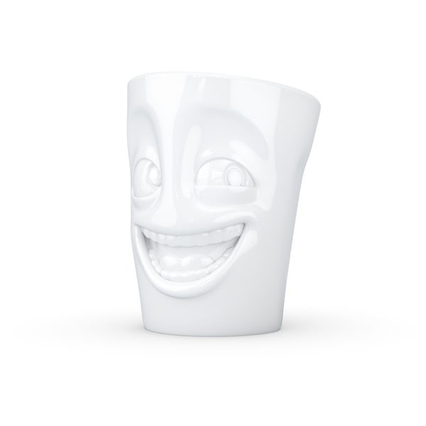 Valge portselanist naeratav käepidemega kruus , maht 350 ml - 58products-image-1