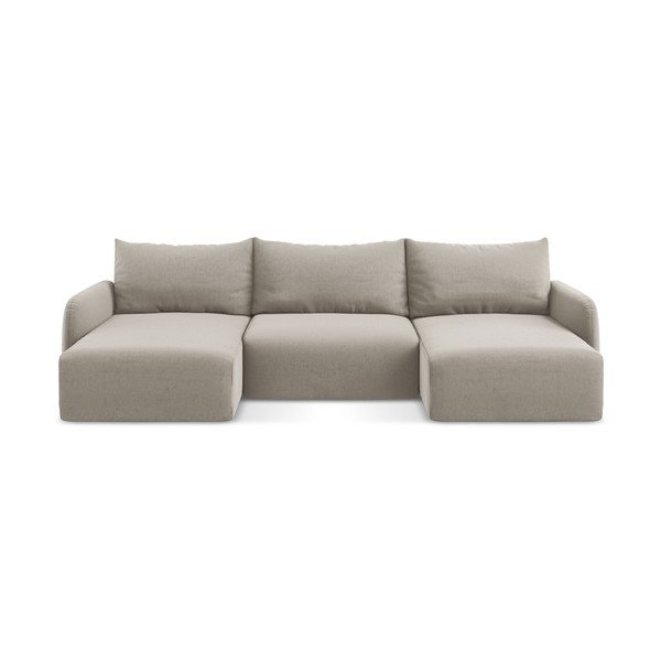 Taupe sametdiivanvoodi/panipaigaga nurgadiivan (U-kujuline) Kalena - Makamii