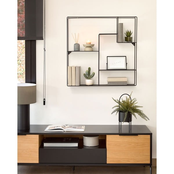 Must metallist seinale paigaldatav raamaturiiul , 80 x 80 cm Neth - Kave Home-image-3