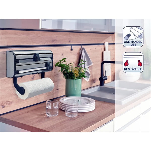 Hõbedane metallist seinale kinnitatav majapidamispaberi ja fooliumi hoidik Parat Royal - LEIFHEIT-image-4