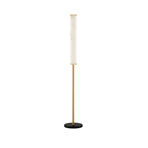 Valge/messingivärvi LED-põrandalamp marmorist dekooriga (kõrgus 140 cm) Nolia - Nova Luce